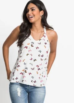 Blusa sin mangas de viscosa pura