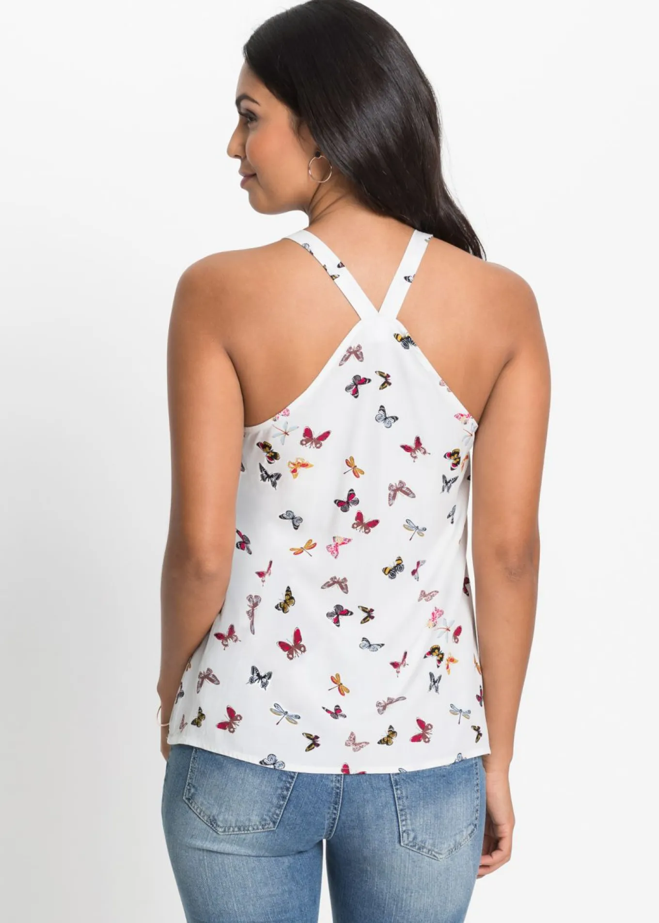 Blusa sin mangas de viscosa pura