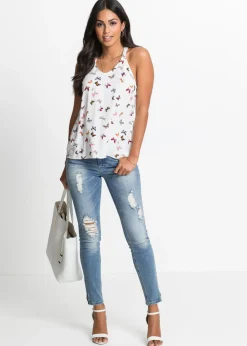 Blusa sin mangas de viscosa pura