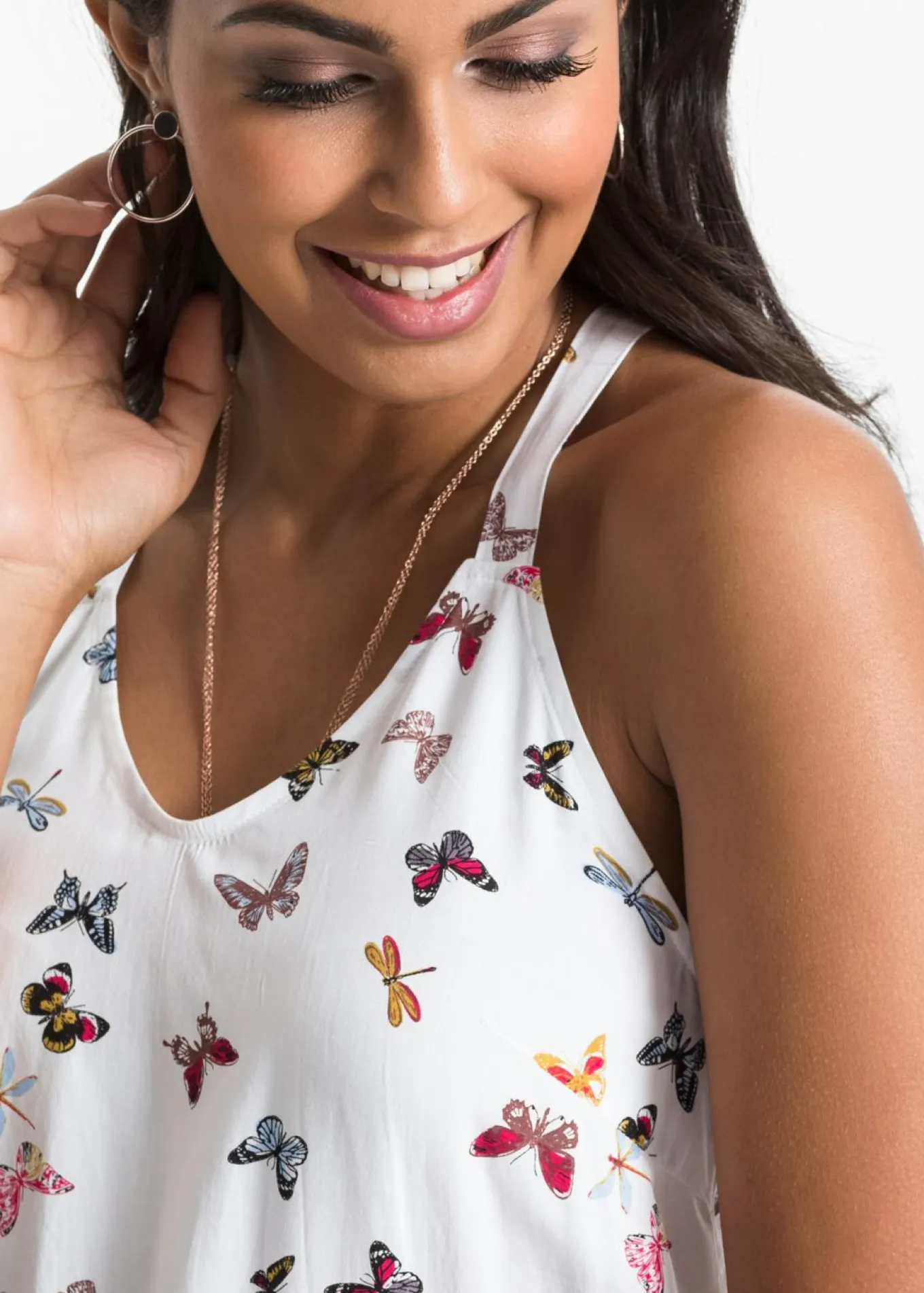 Blusa sin mangas de viscosa pura