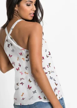 Blusa sin mangas de viscosa pura