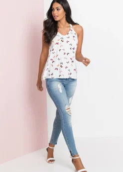 Blusa sin mangas de viscosa pura