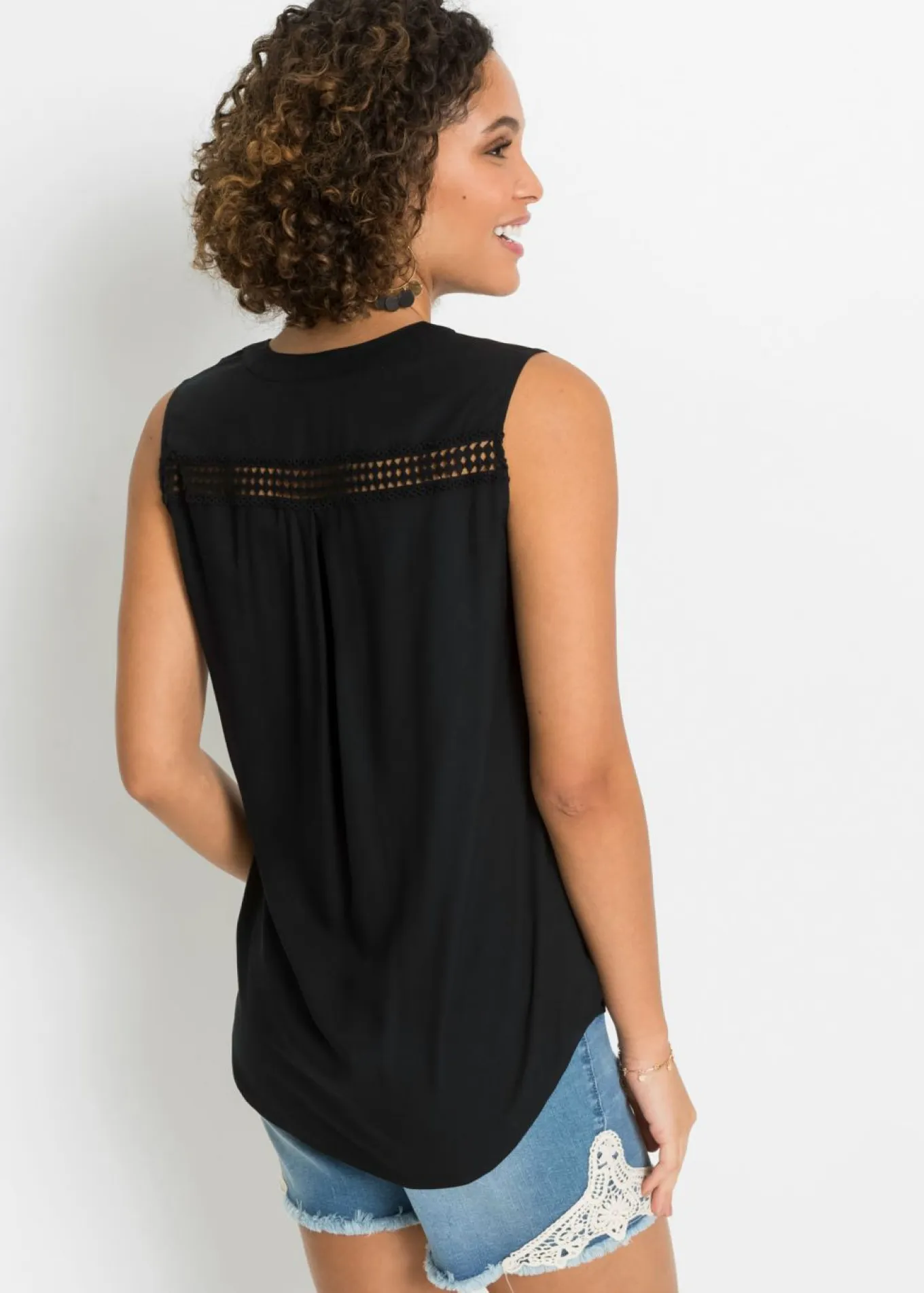 Blusa sin mangas de viscosa pura