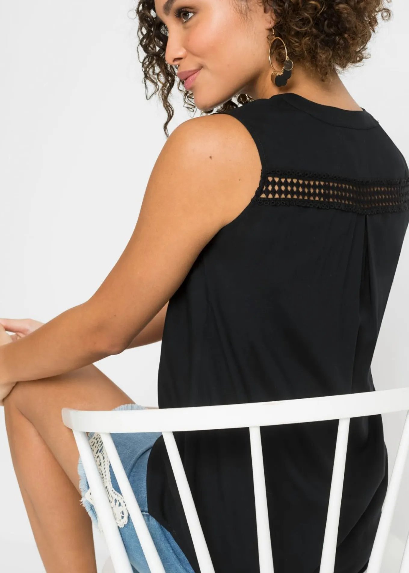 Blusa sin mangas de viscosa pura