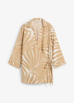 Blusa tipo kimono con aspecto de lino