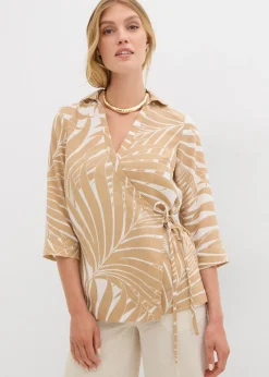 Blusa tipo kimono con aspecto de lino