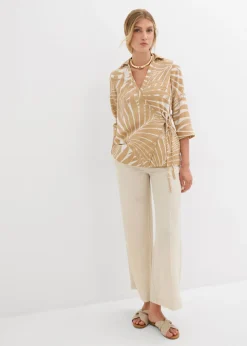 Blusa tipo kimono con aspecto de lino