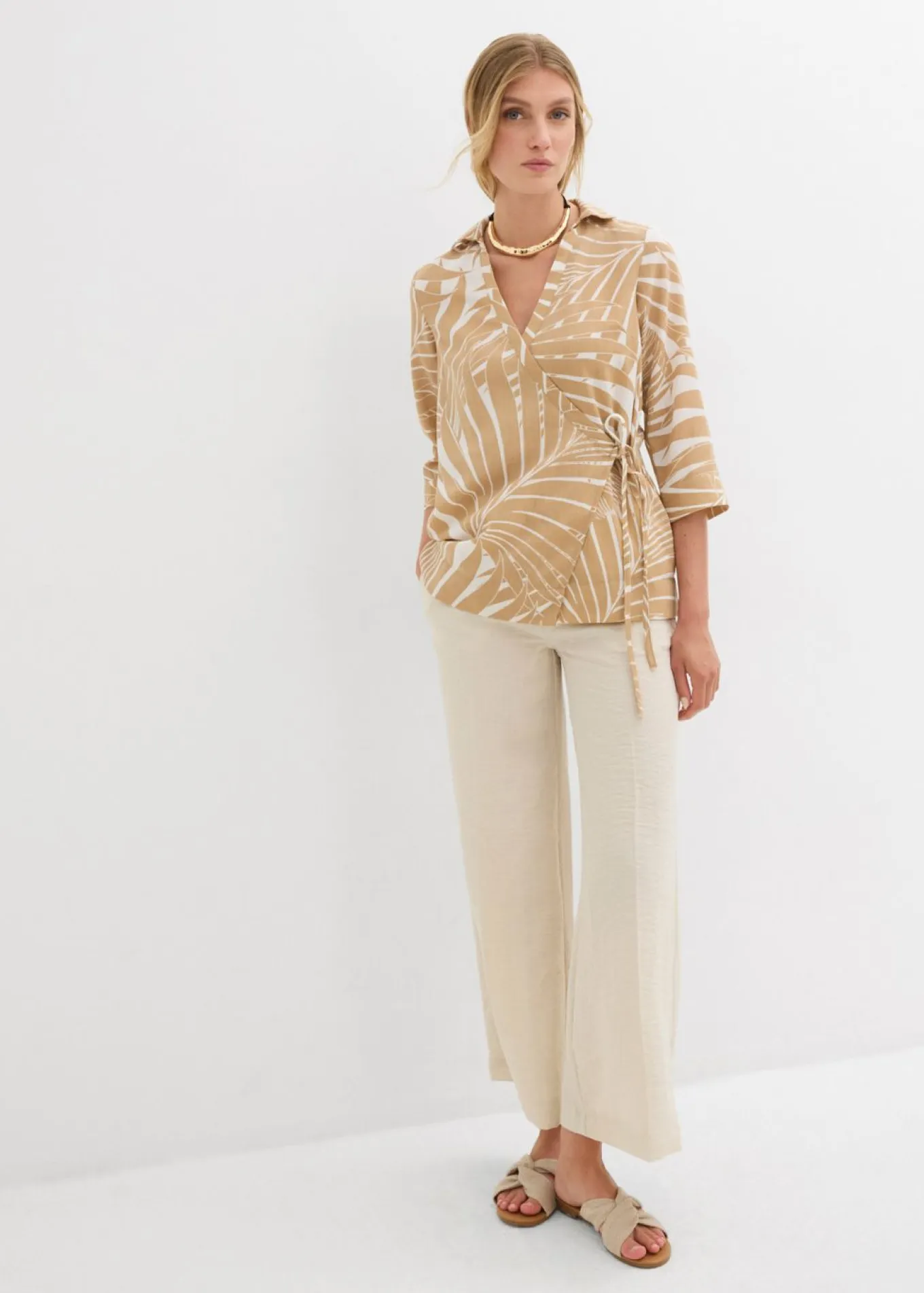 Blusa tipo kimono con aspecto de lino
