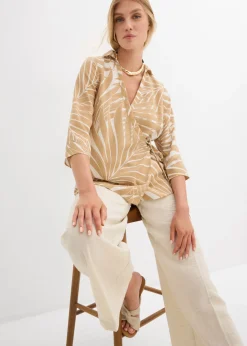 Blusa tipo kimono con aspecto de lino