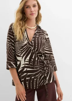 Blusa tipo kimono con aspecto de lino