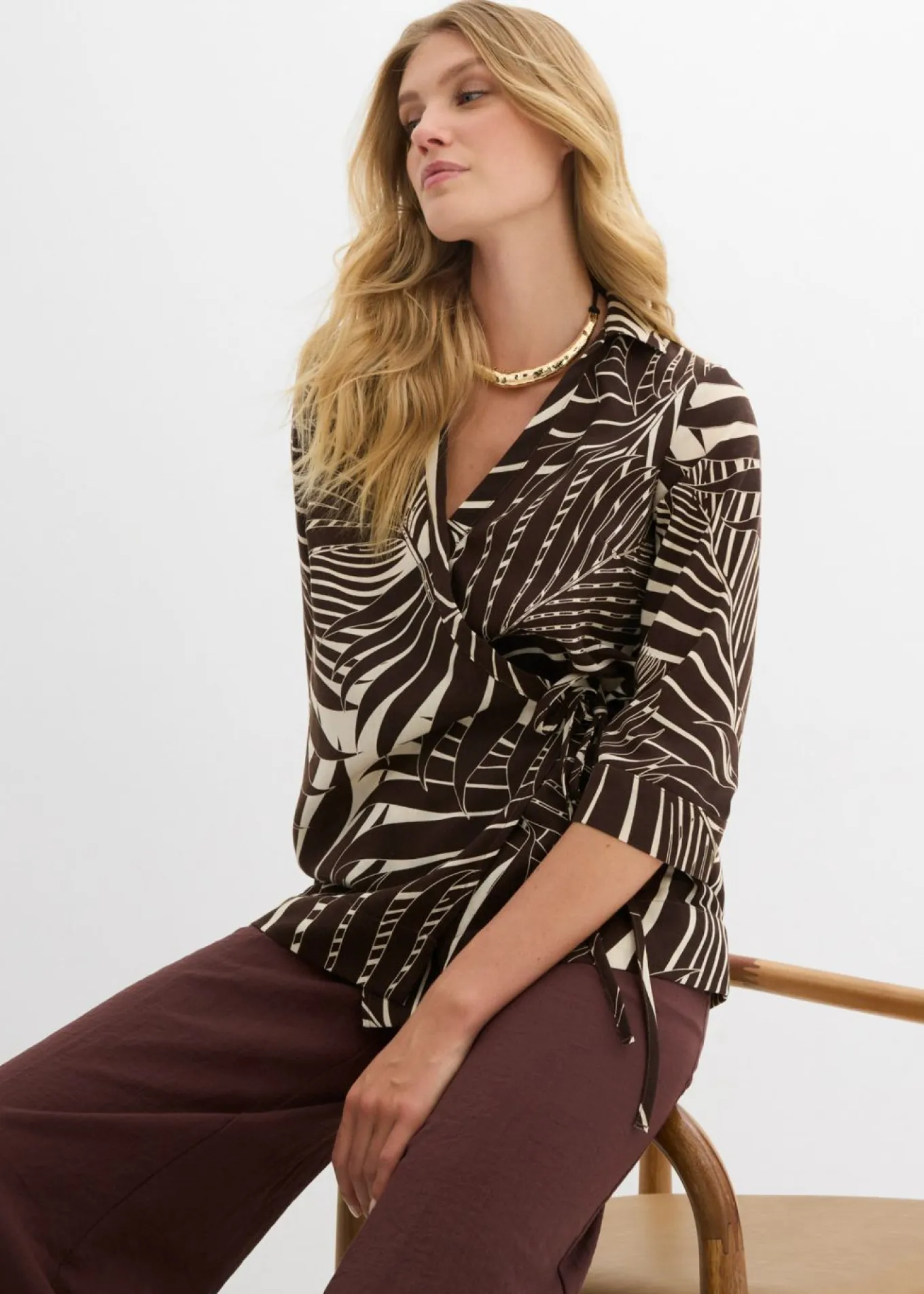 Blusa tipo kimono con aspecto de lino