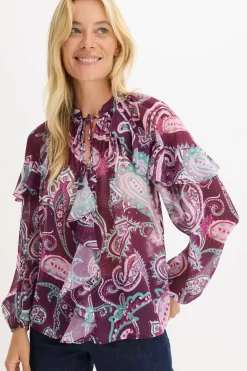 Blusa tipo túnica con volantes
