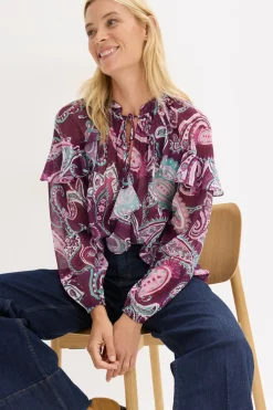 Blusa tipo túnica con volantes