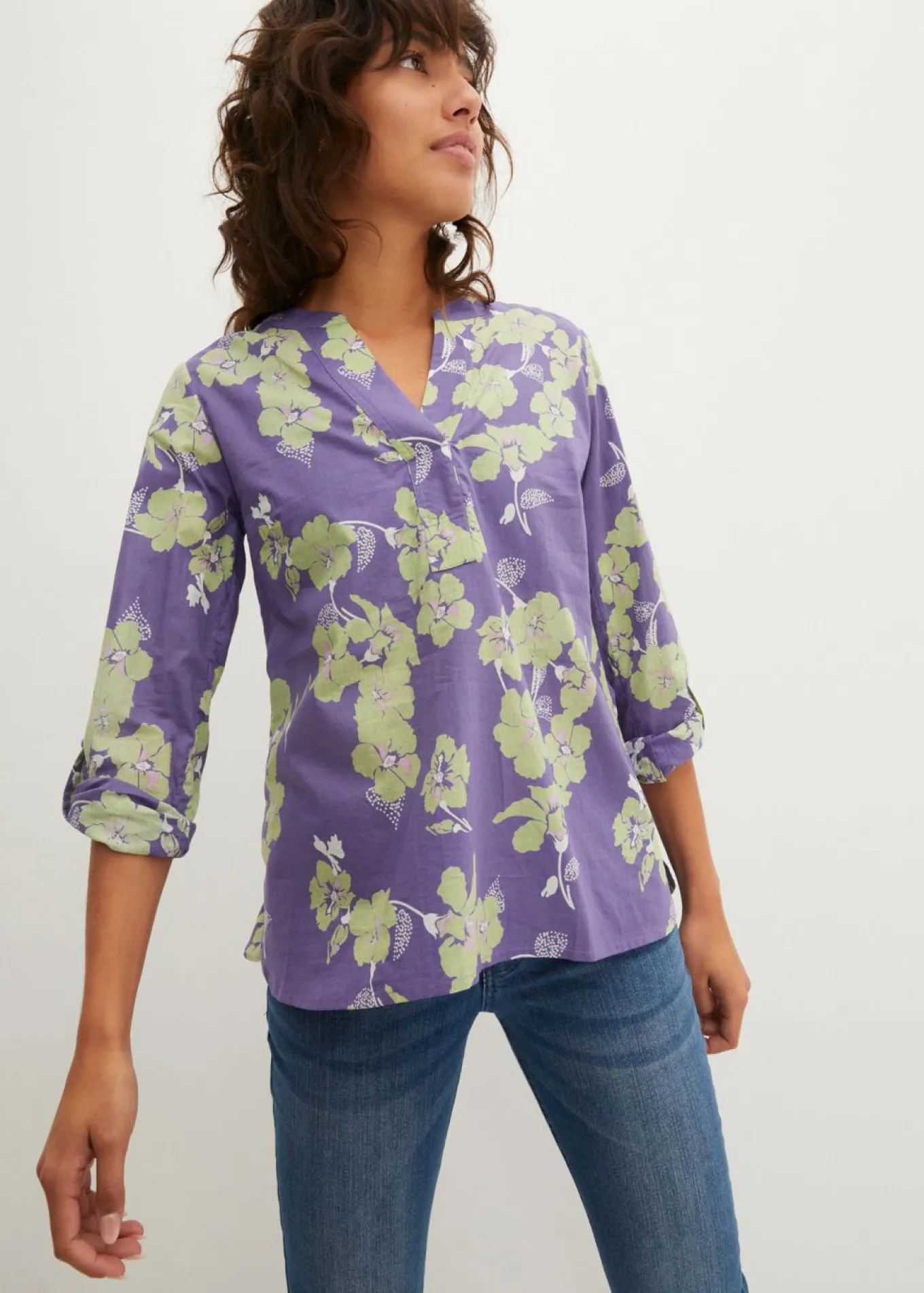 Blusa tipo túnica de algodón puro
