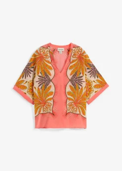 Blusa tipo túnica de mezcla de seda fina