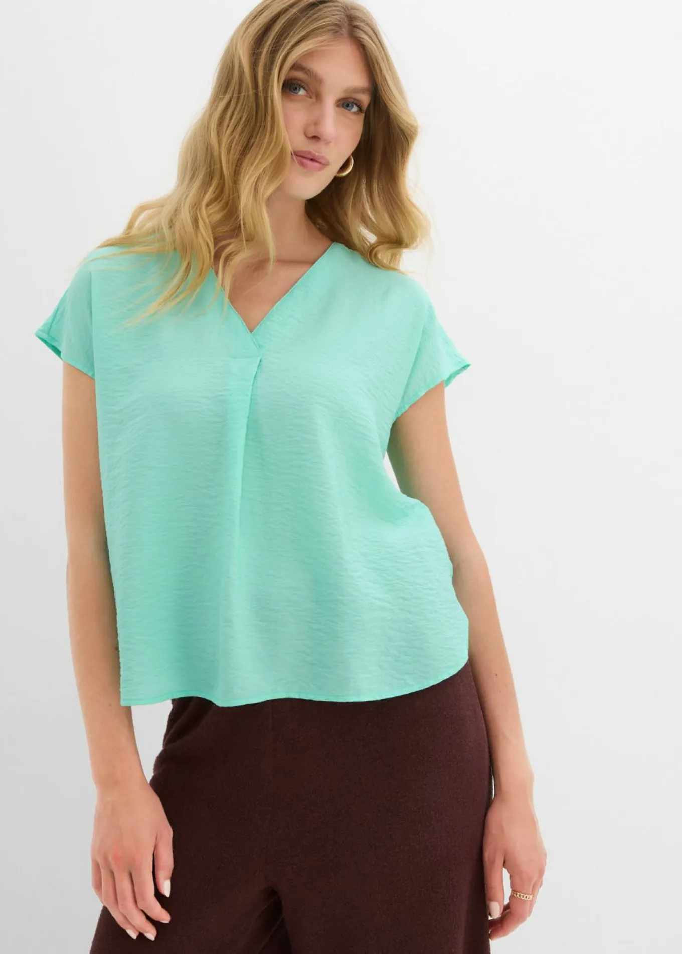 Blusa tipo túnica de mezcla de viscosa fluida