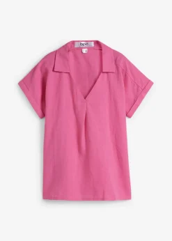 Blusa tipo túnica de mezcla de lino vaporosa