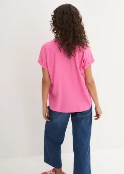Blusa tipo túnica de mezcla de lino vaporosa
