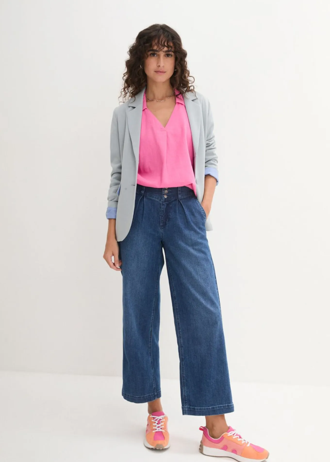 Blusa tipo túnica de mezcla de lino vaporosa