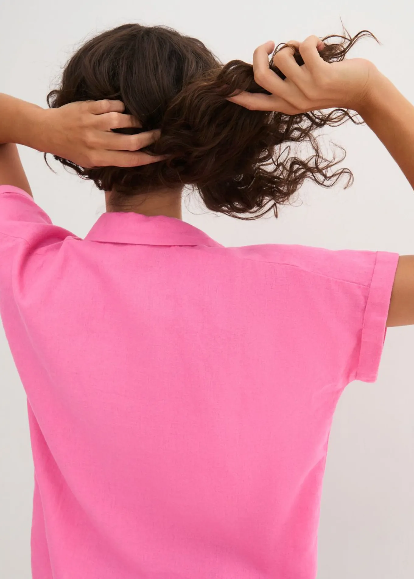 Blusa tipo túnica de mezcla de lino vaporosa