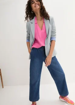 Blusa tipo túnica de mezcla de lino vaporosa