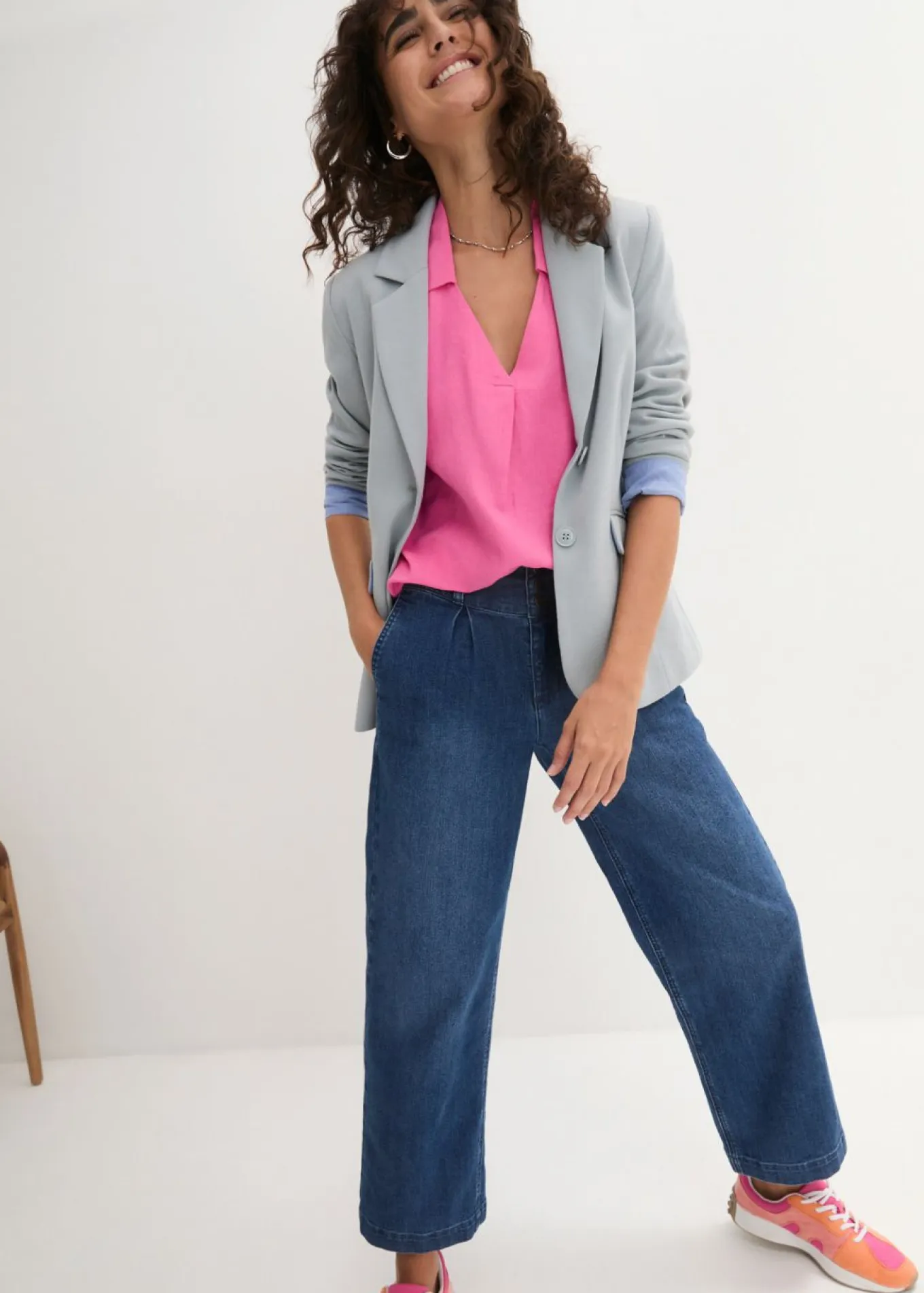 Blusa tipo túnica de mezcla de lino vaporosa