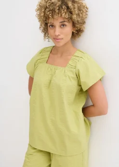 Blusa tipo túnica de milrayas de algodón