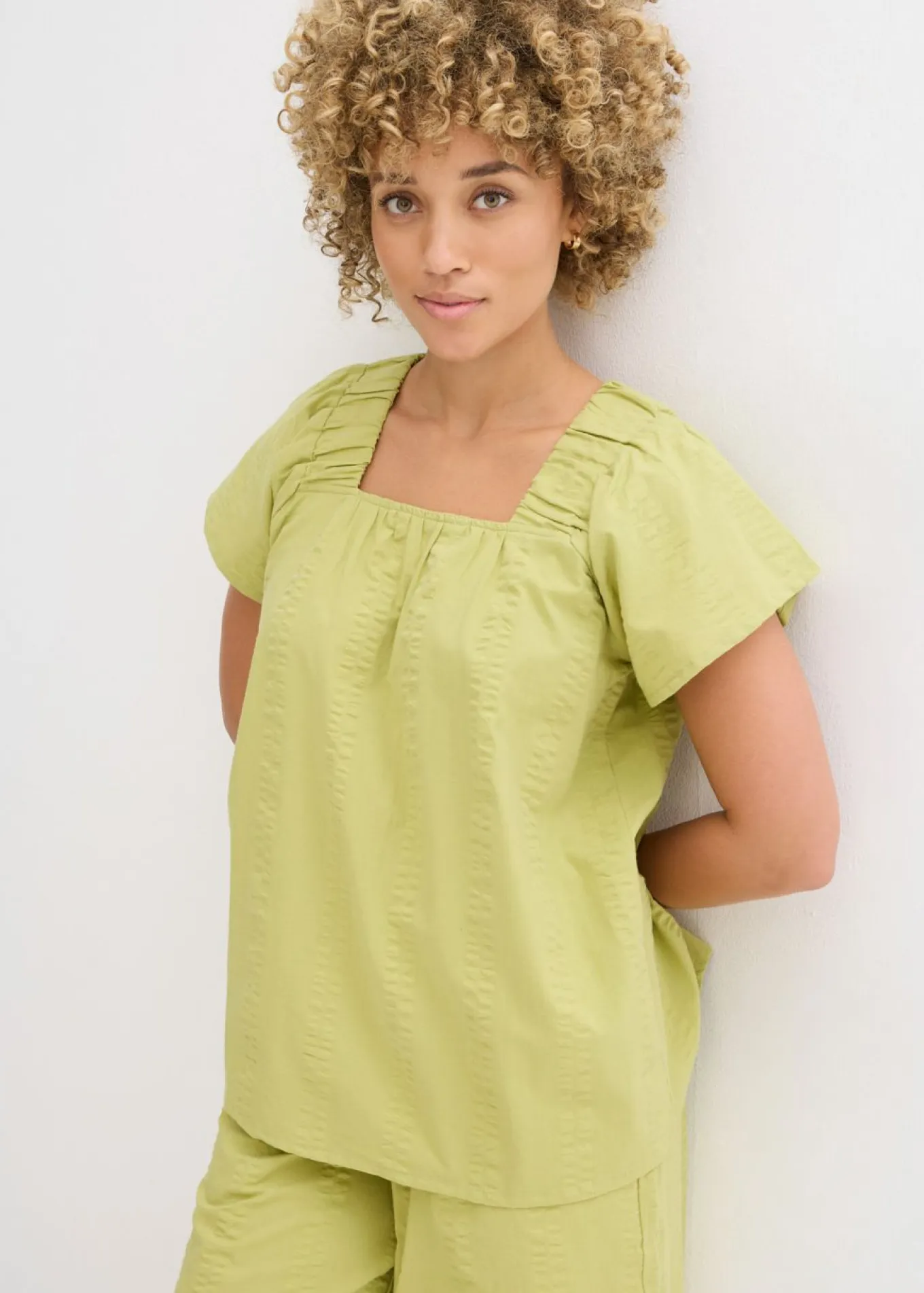 Blusa tipo túnica de milrayas de algodón