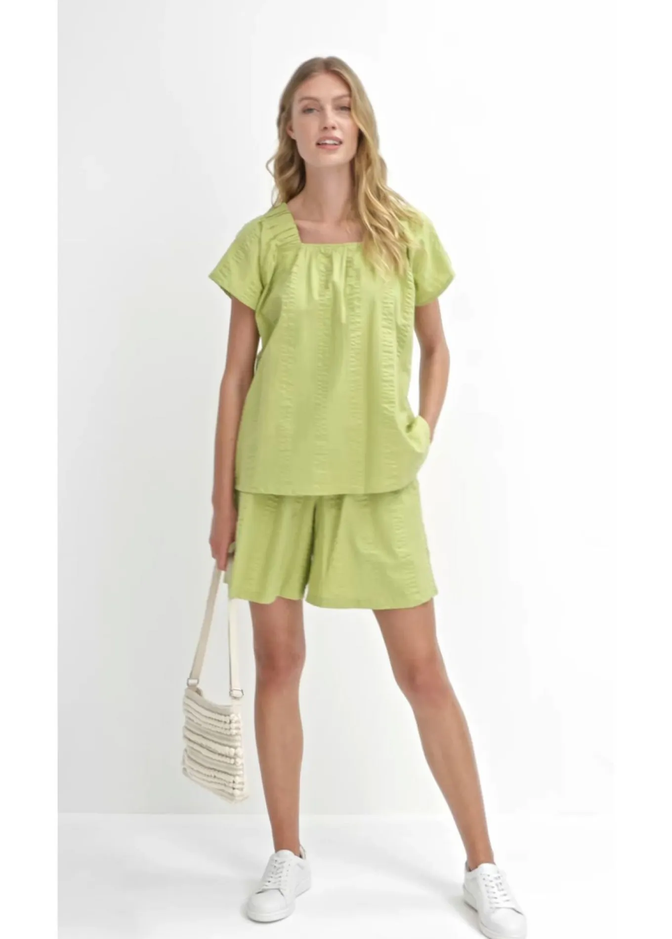 Blusa tipo túnica de milrayas de algodón