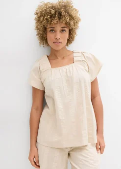Blusa tipo túnica de milrayas de algodón