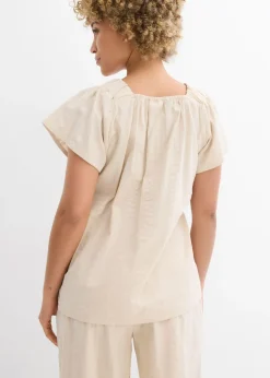 Blusa tipo túnica de milrayas de algodón