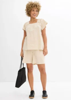 Blusa tipo túnica de milrayas de algodón