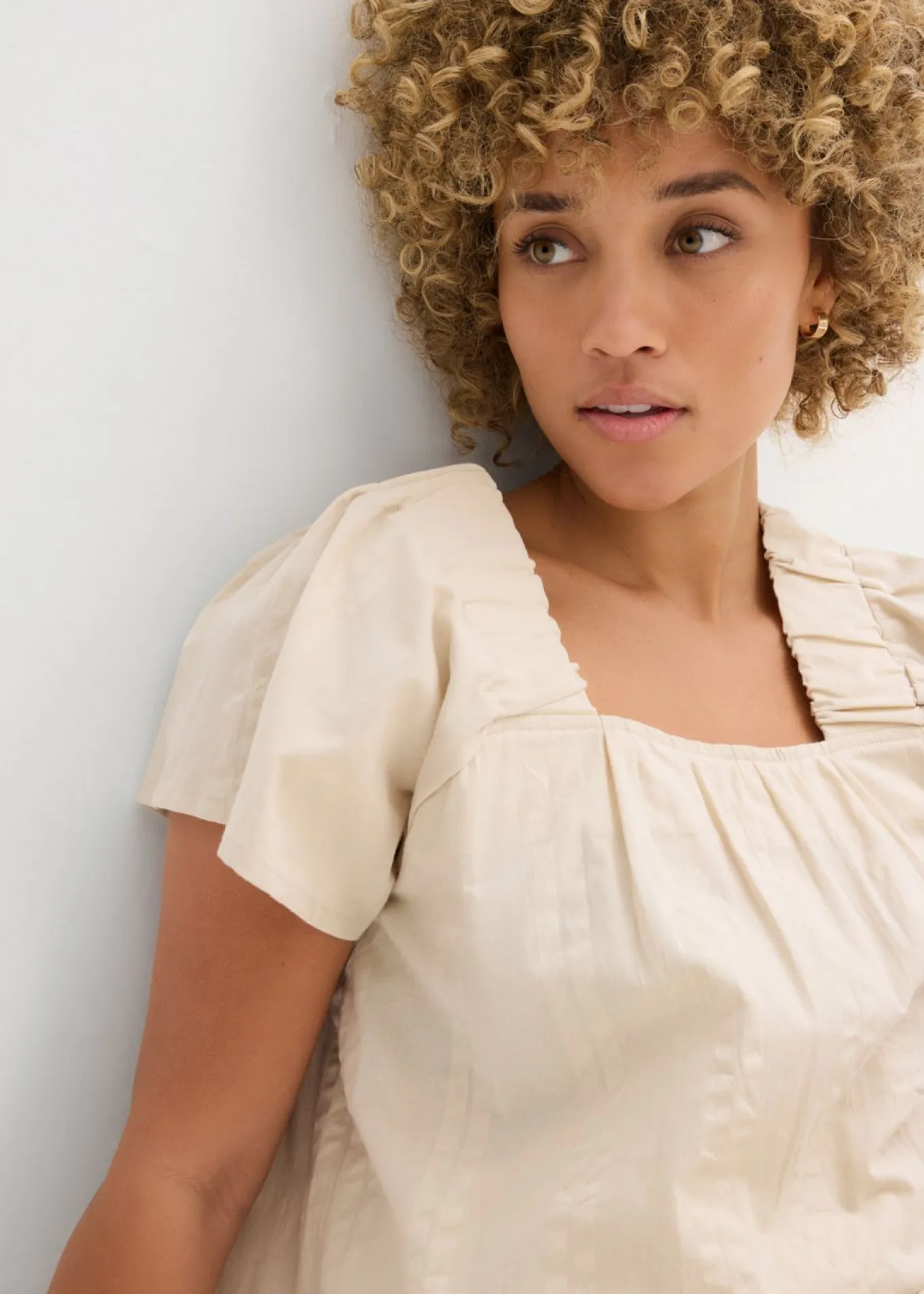 Blusa tipo túnica de milrayas de algodón