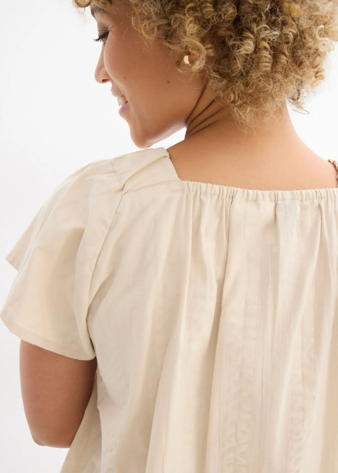 Blusa tipo túnica de milrayas de algodón