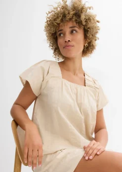 Blusa tipo túnica de milrayas de algodón