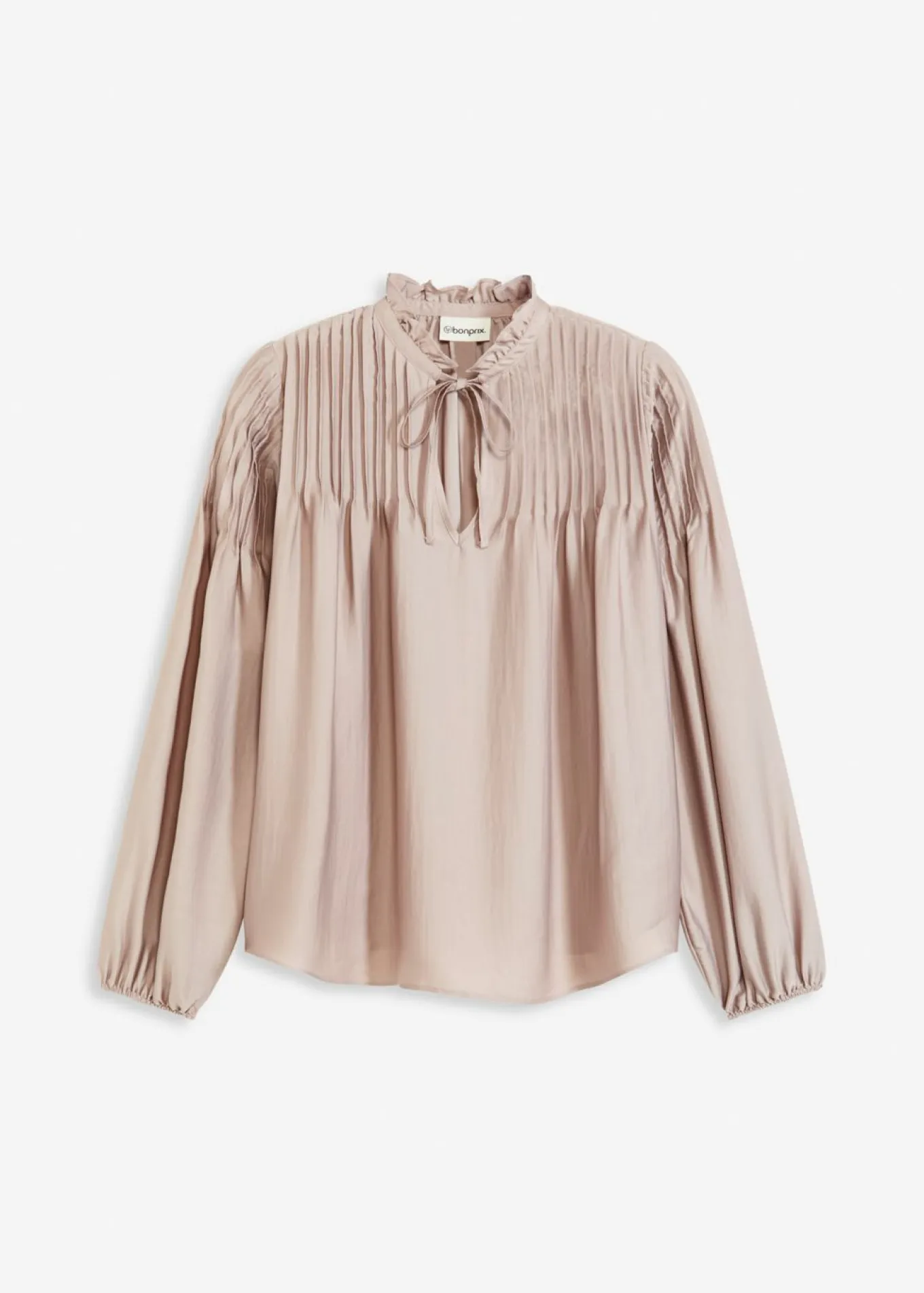 Blusa tipo túnica de satén brillante con ribetes
