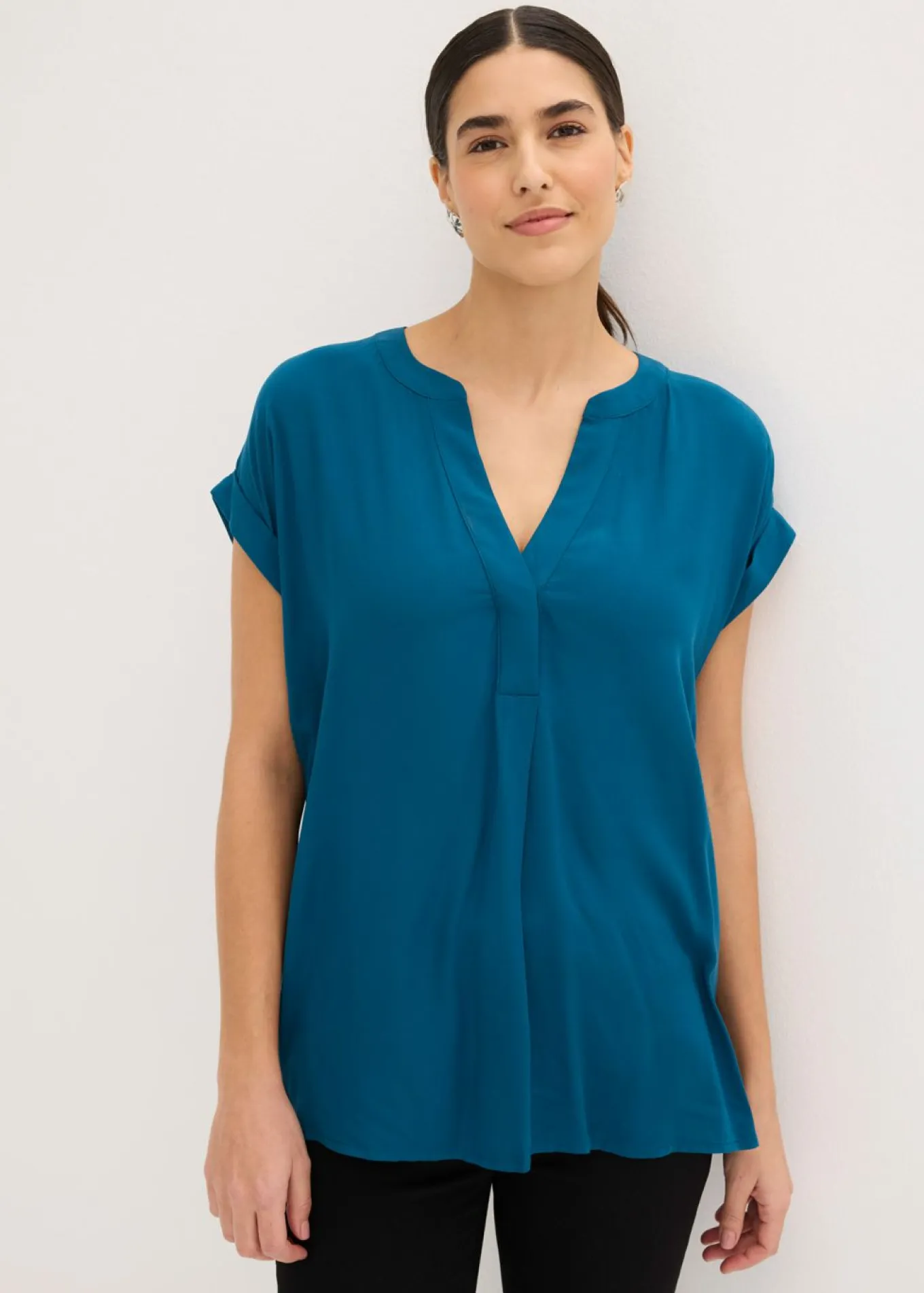 Blusa tipo túnica de viscosa pura