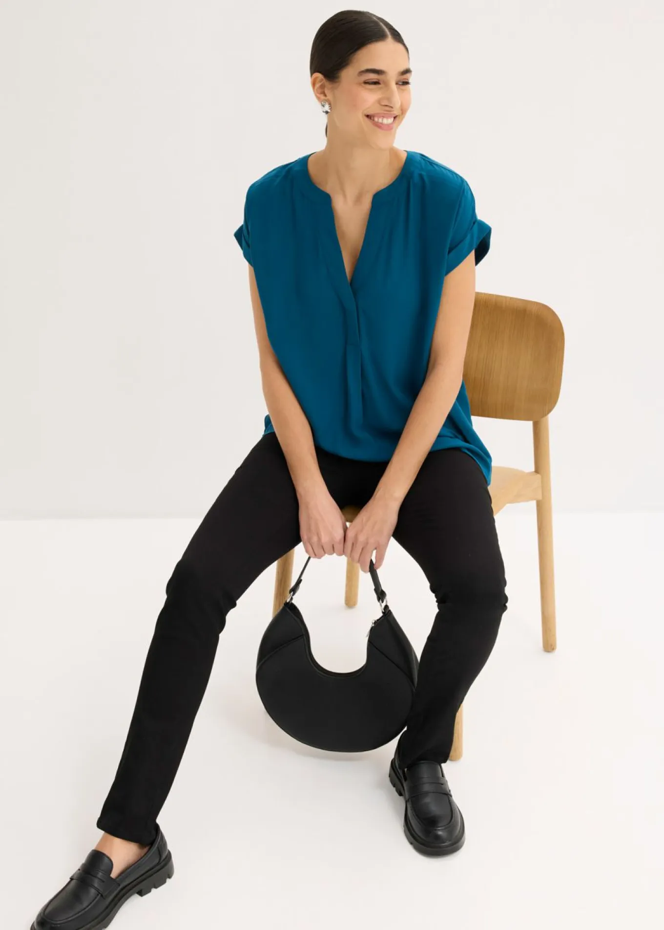 Blusa tipo túnica de viscosa pura