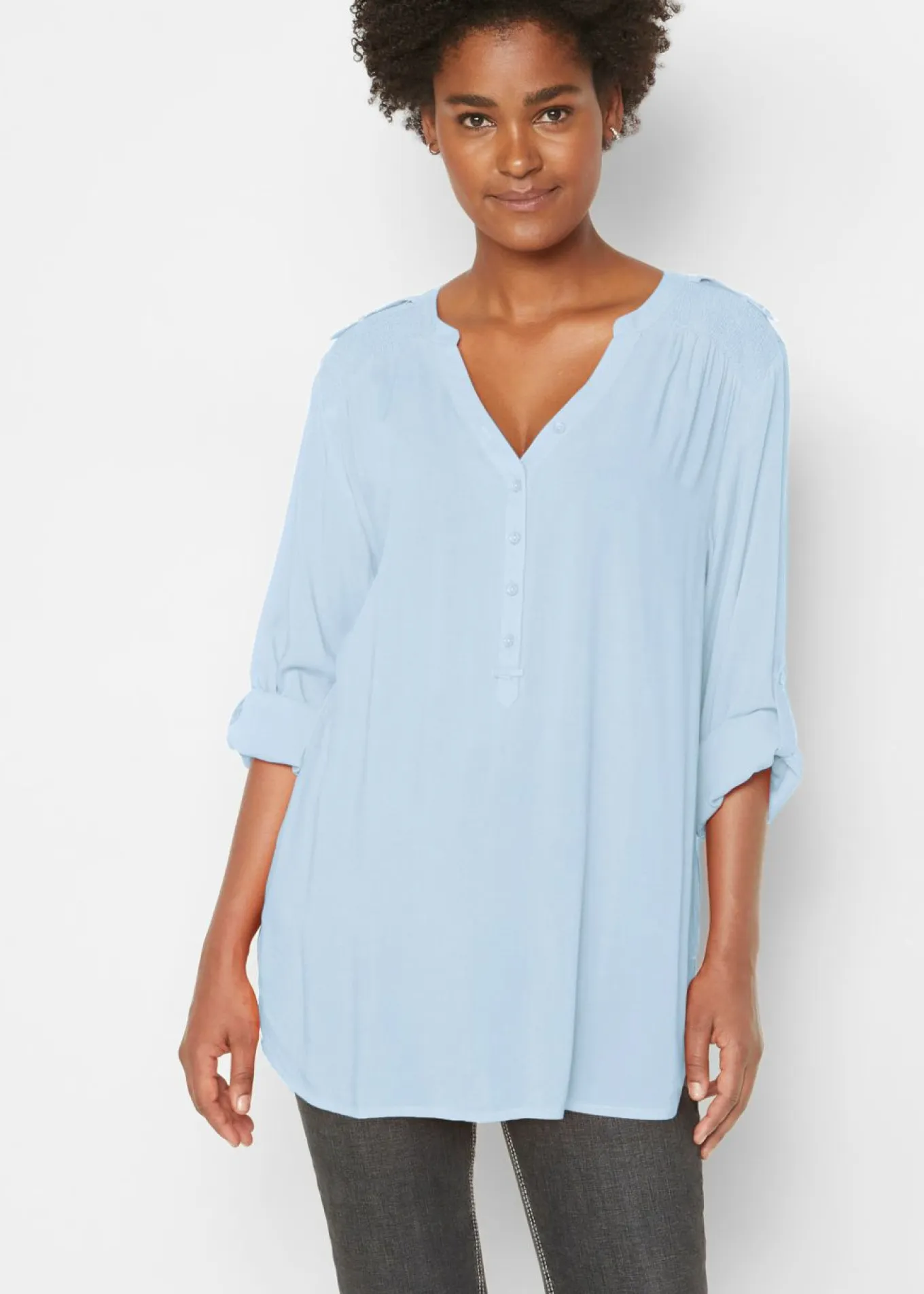 Blusa tipo túnica de viscosa suave