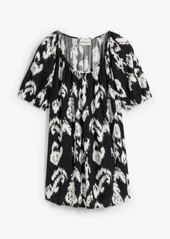 Blusa tipo túnica de viscosa arrugada