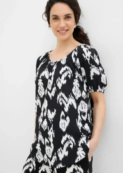 Blusa tipo túnica de viscosa arrugada