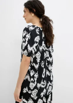 Blusa tipo túnica de viscosa arrugada