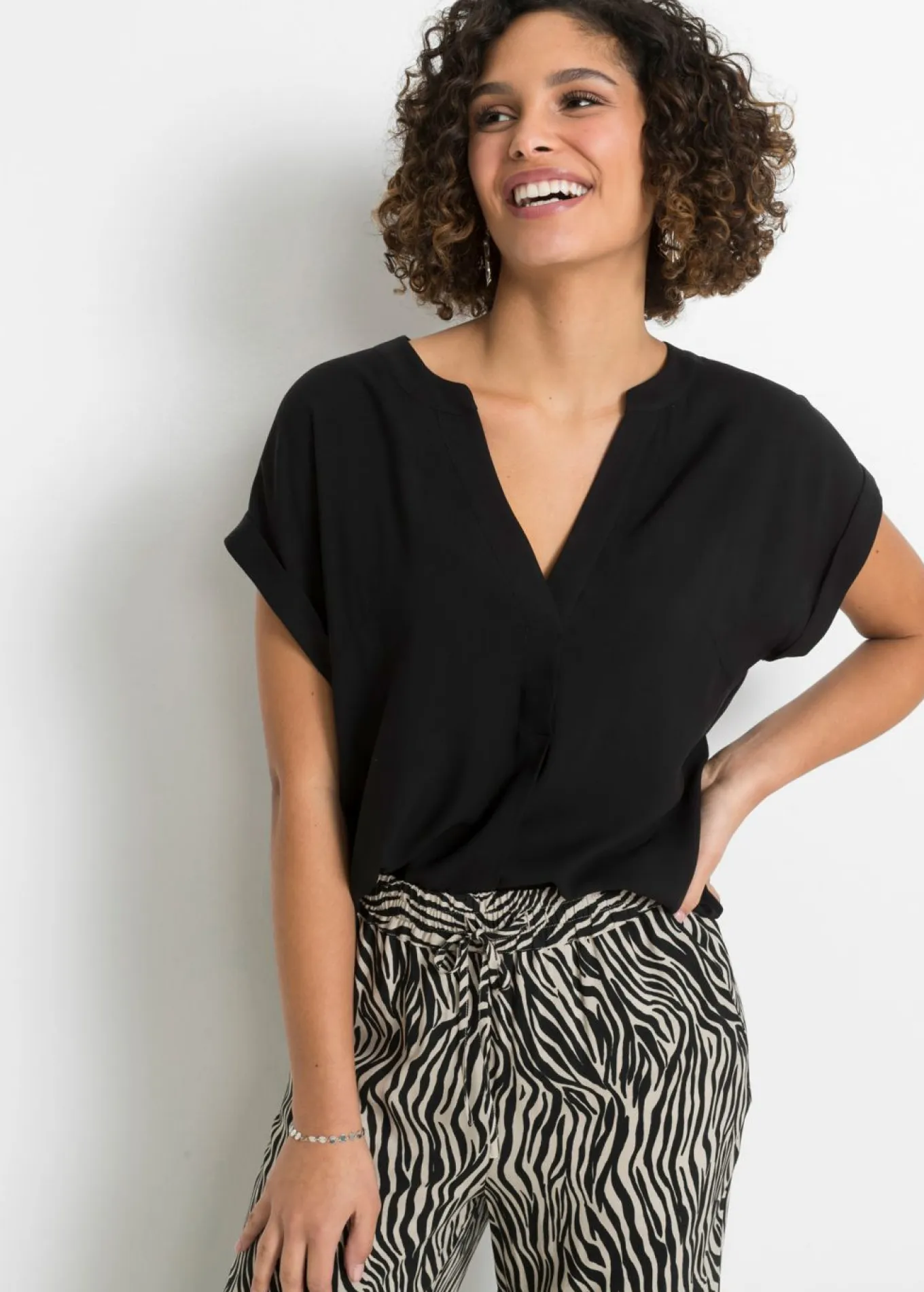 Blusa tipo túnica de viscosa pura