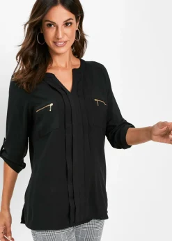 Blusa tipo túnica de viscosa fluida