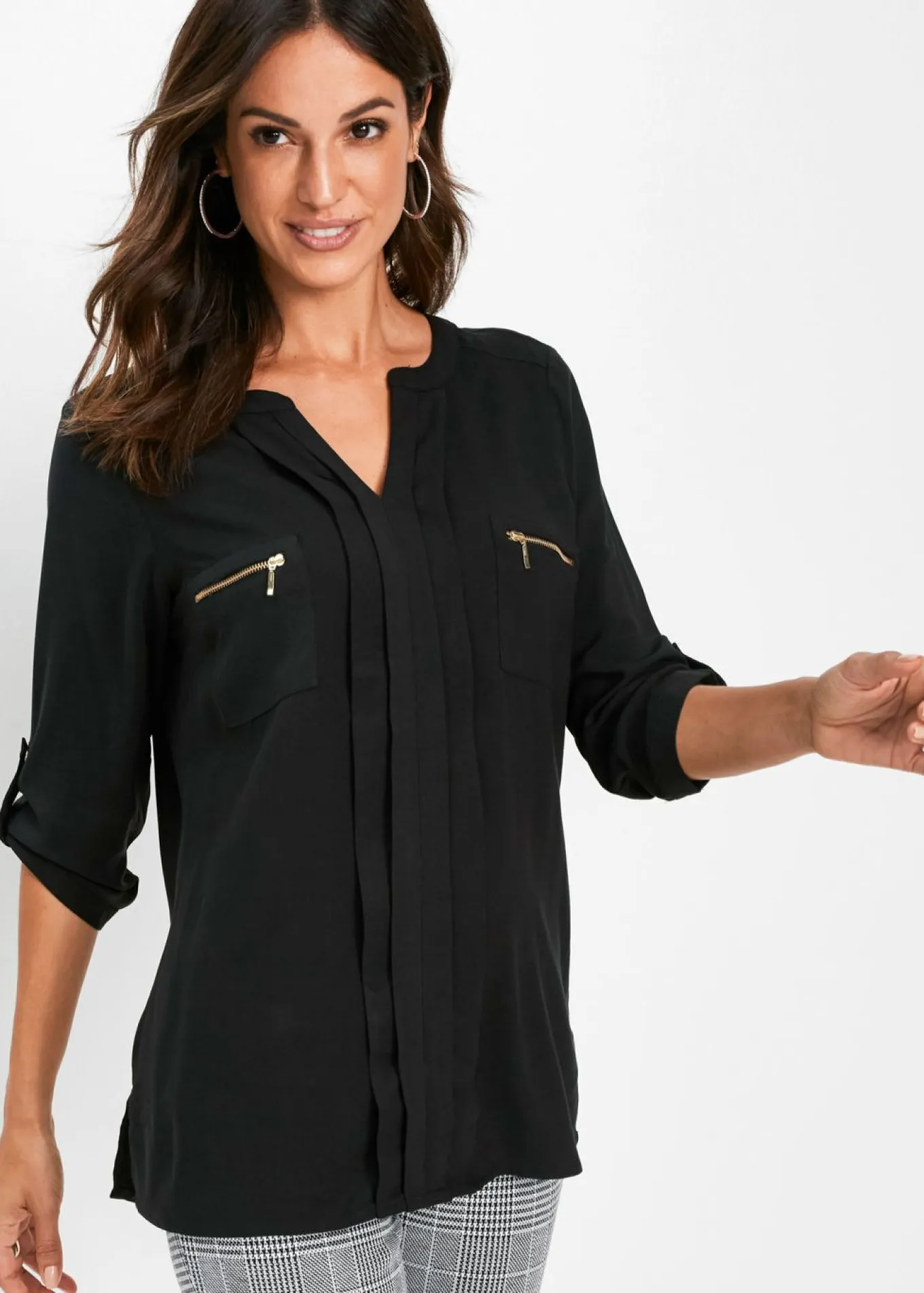 Blusa tipo túnica de viscosa fluida