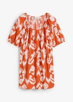 Blusa tipo túnica de viscosa arrugada
