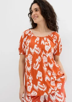 Blusa tipo túnica de viscosa arrugada