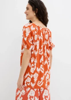 Blusa tipo túnica de viscosa arrugada