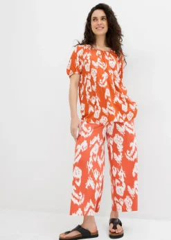 Blusa tipo túnica de viscosa arrugada