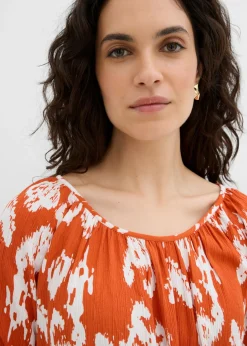 Blusa tipo túnica de viscosa arrugada